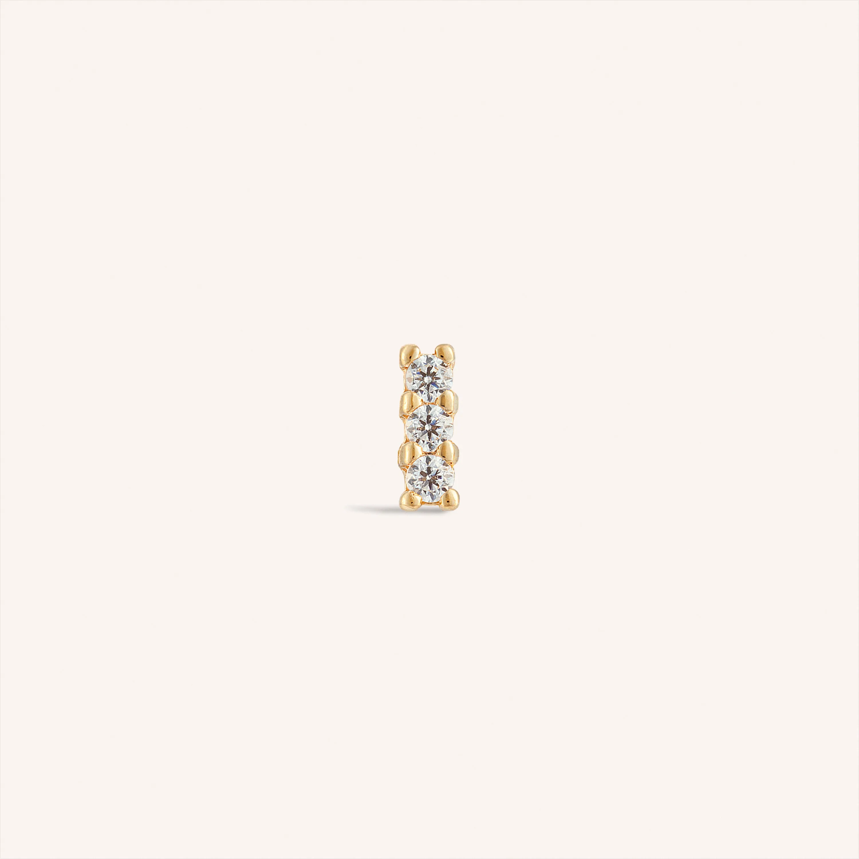 14K Solid Gold Mini Jewel Bar Threaded Labret Earring