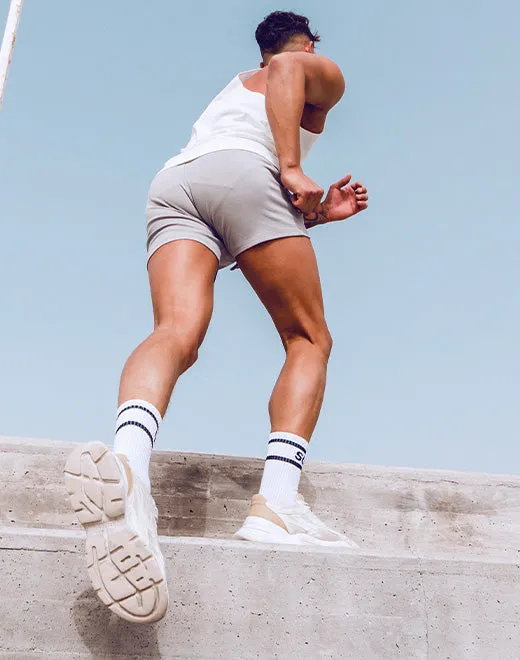 4” Jersey Shorts - Grey White
