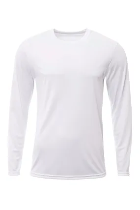 A4 Mens Sprint Moisture Wicking Long Sleeve Crewneck T-Shirt - White