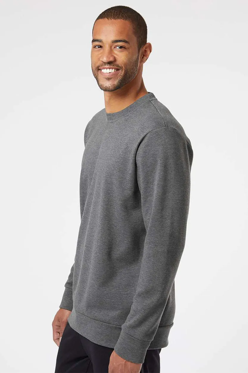 Adidas Mens Fleece Crewneck Sweatshirt - Heather Dark Grey - NEW