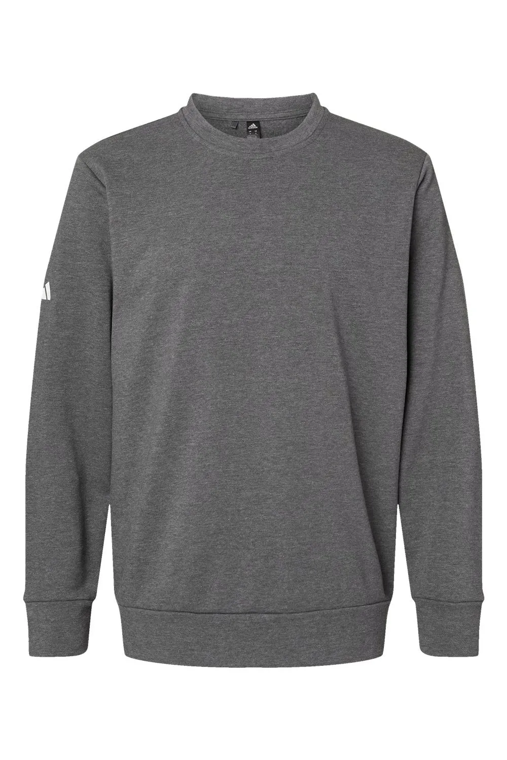 Adidas Mens Fleece Crewneck Sweatshirt - Heather Dark Grey - NEW