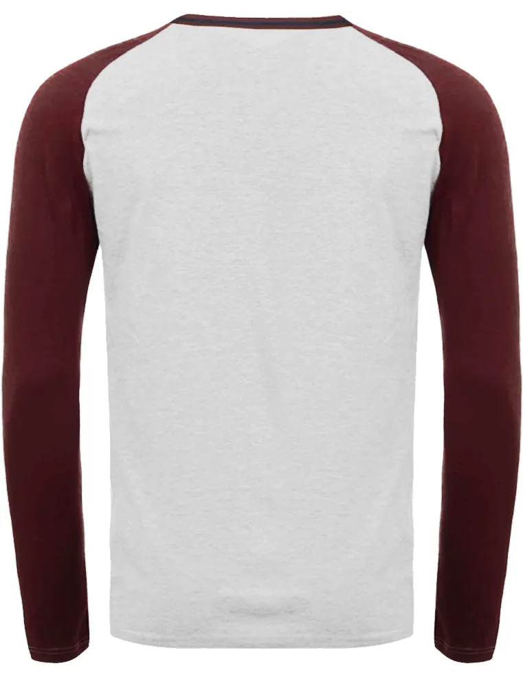 Altaria Long Sleeve Raglan Top in Oatgrey Marl / Burgundy