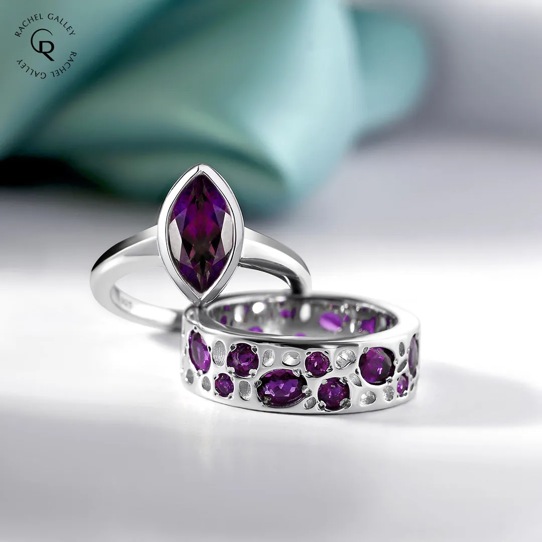Amethyst Lattice Band Ring