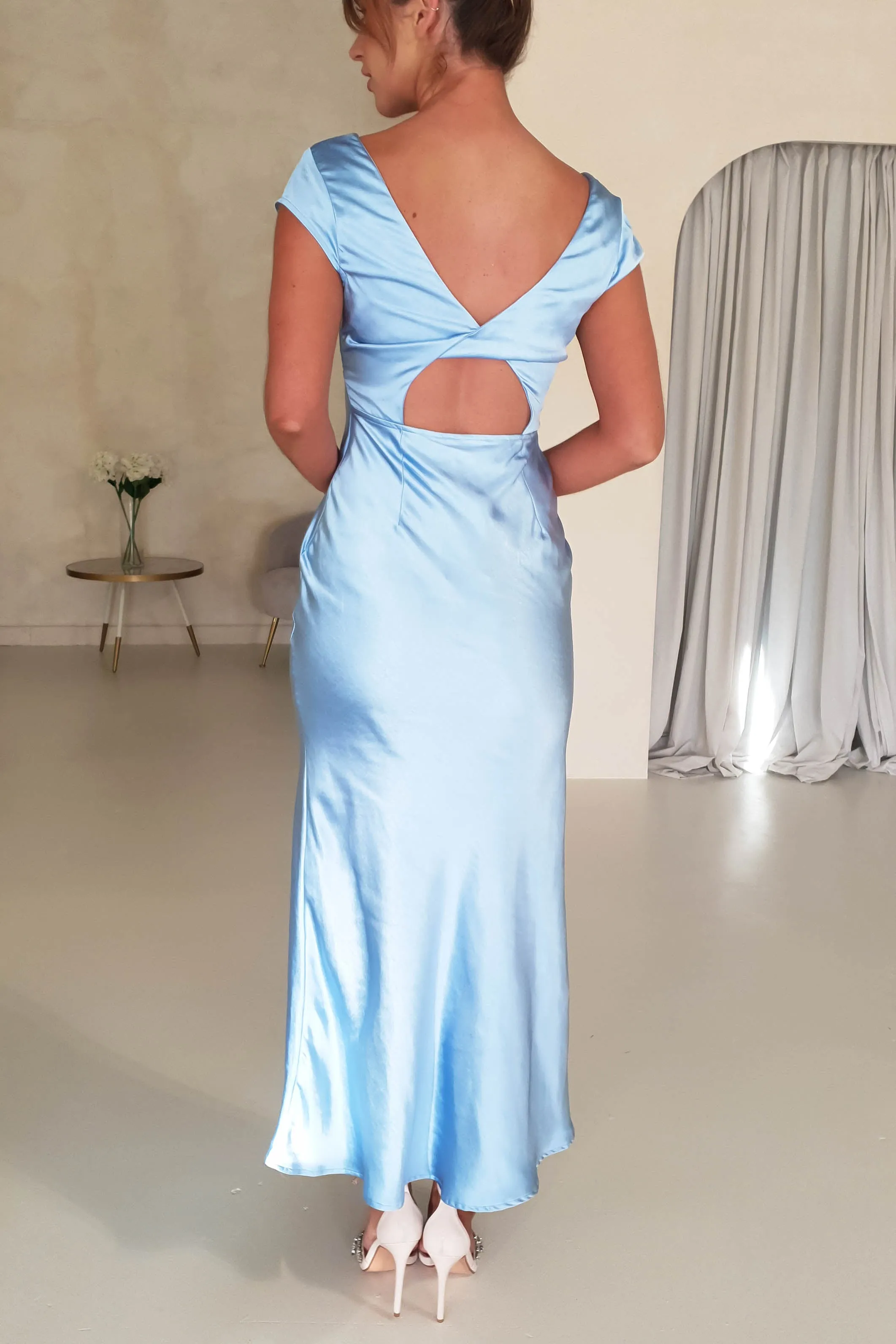 Arletta Soft Satin Maxi Dress | Blue