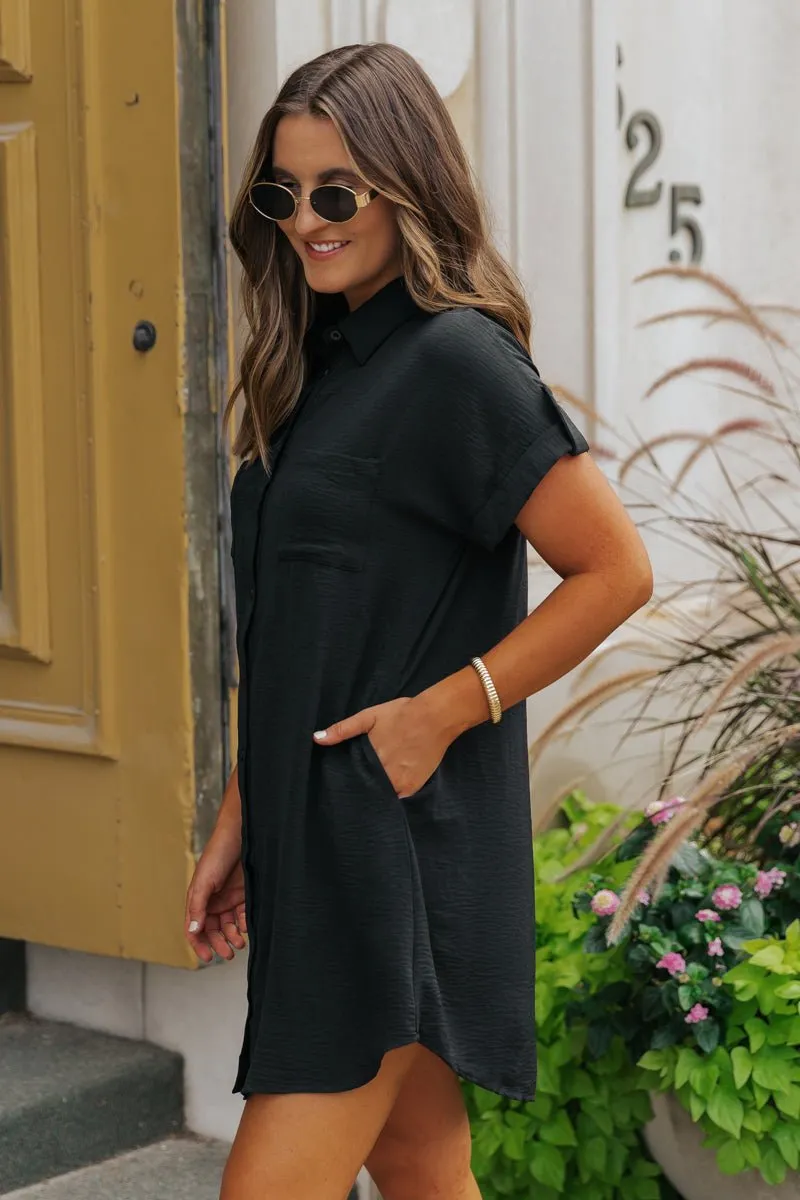 Black Button Down Shirt Dress