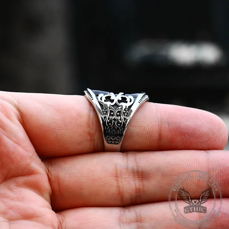 Black Epoxy Embossed Stainless Steel Ring