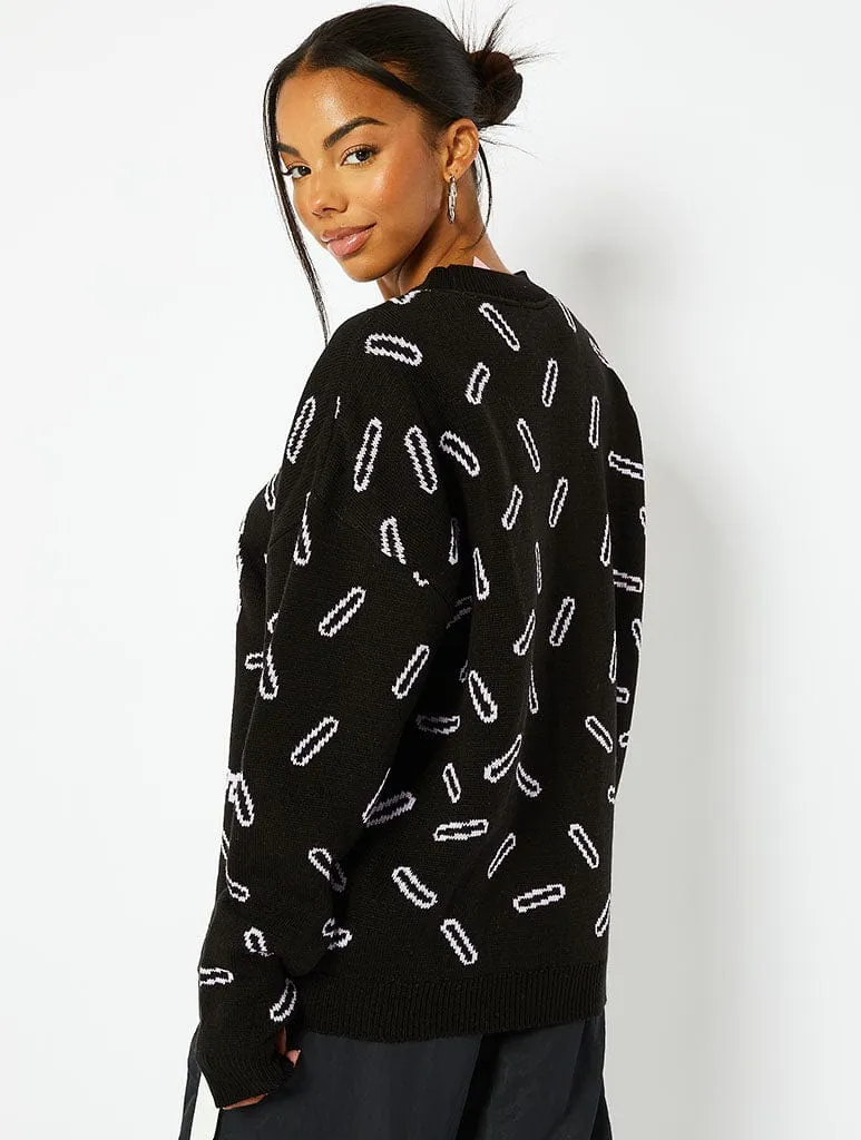 Black Ice Cream Oversized Knitted Jumper