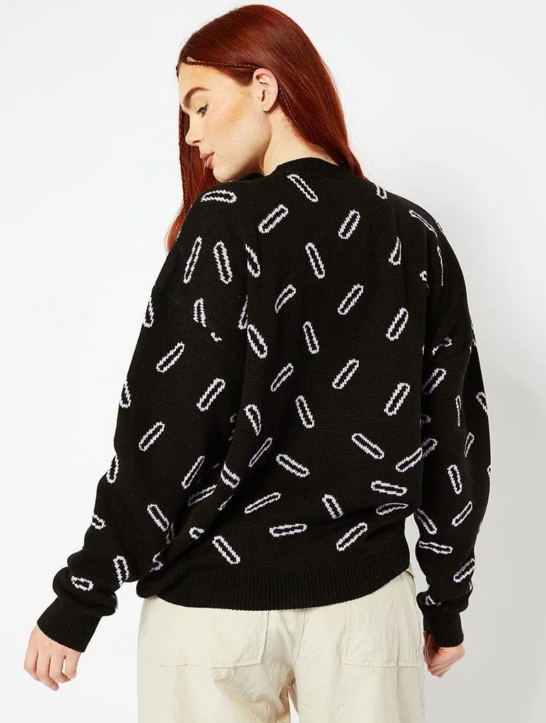 Black Ice Cream Oversized Knitted Jumper