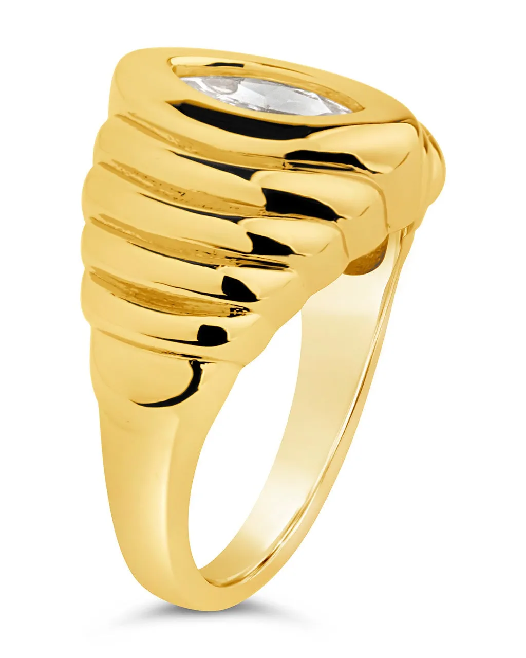 CZ Studded Croissant Ring