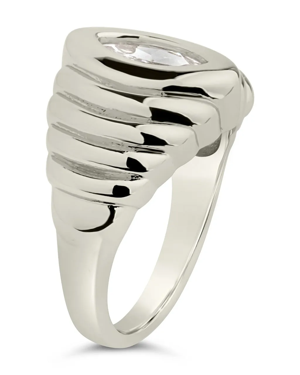 CZ Studded Croissant Ring