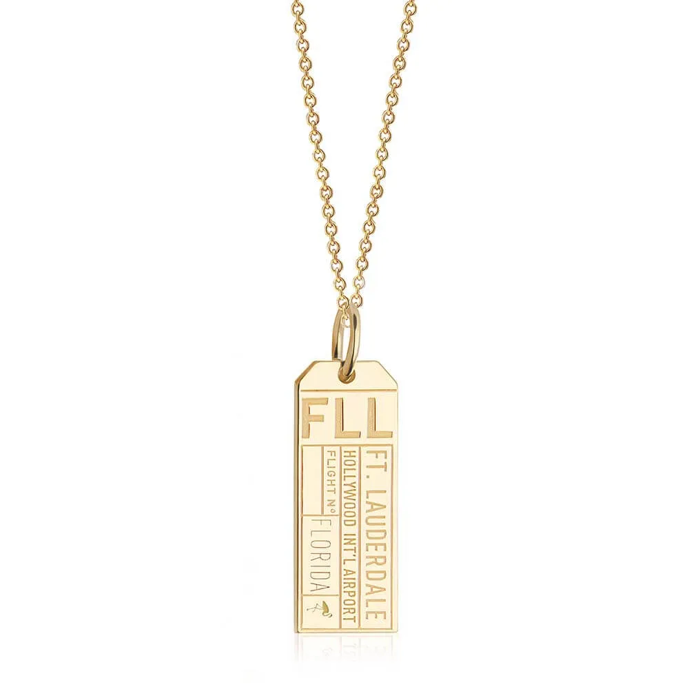 Fort Lauderdale Florida USA FLL Luggage Tag Charm Gold