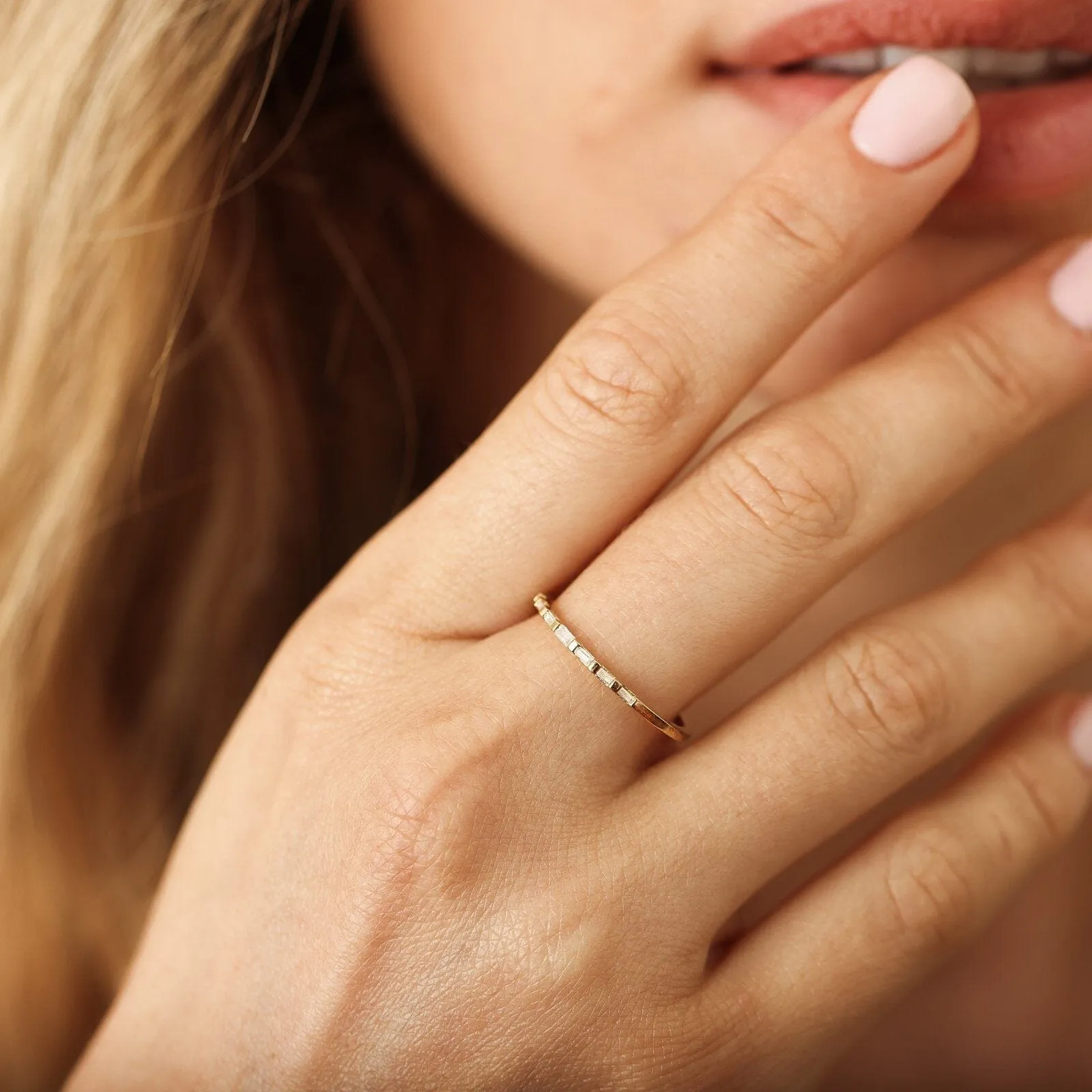 Half Eternity Diamond Baguette Ring - 14K Yellow Gold
