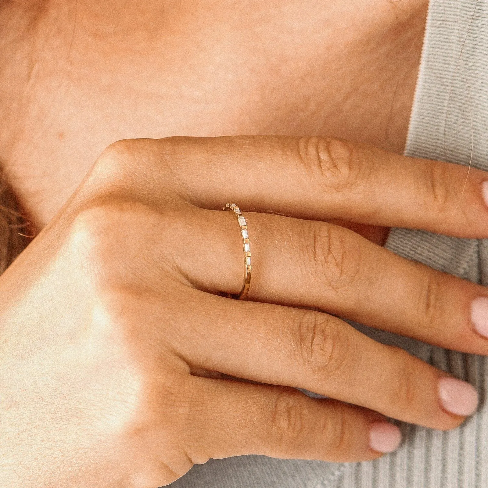 Half Eternity Diamond Baguette Ring - 14K Yellow Gold