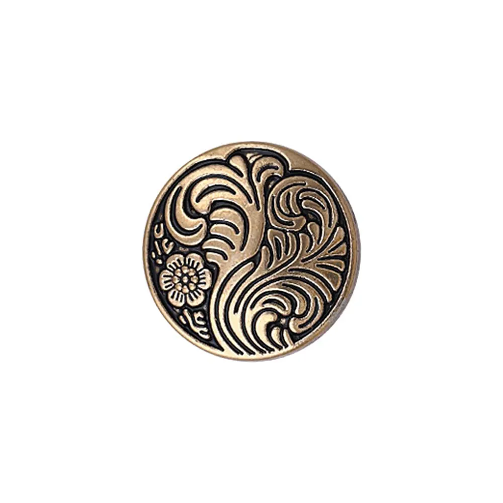 Indo-Western Style Antique Floral Motif Surface Finish Metal Buttons