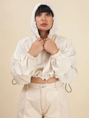 Keiko Cropped Twill Jacket (Milk)