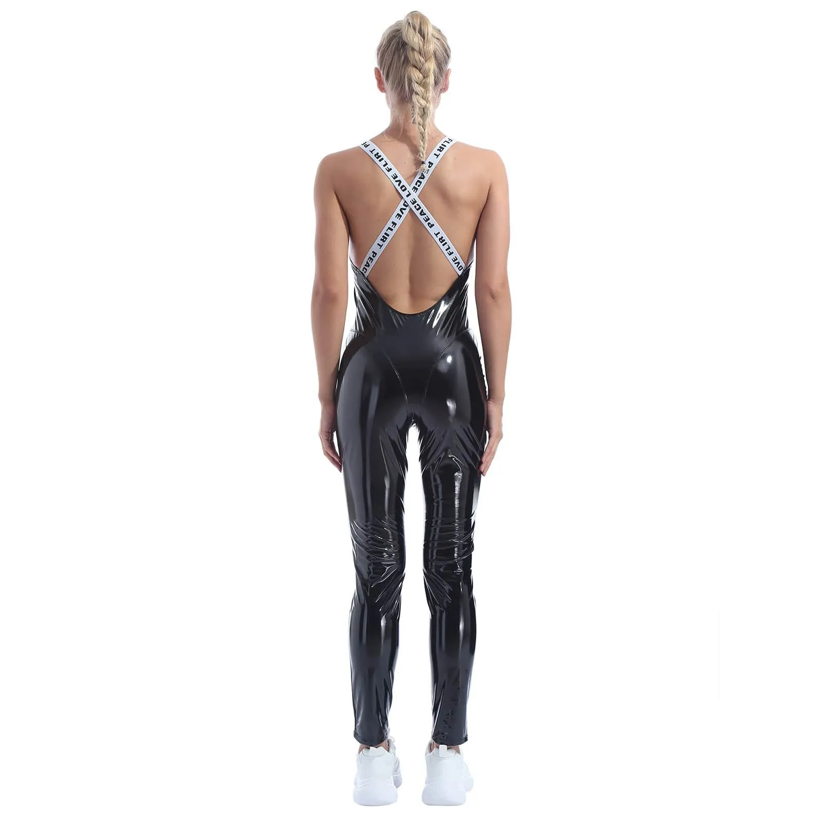 One Piece Faux Patent Leather Bodysuit
