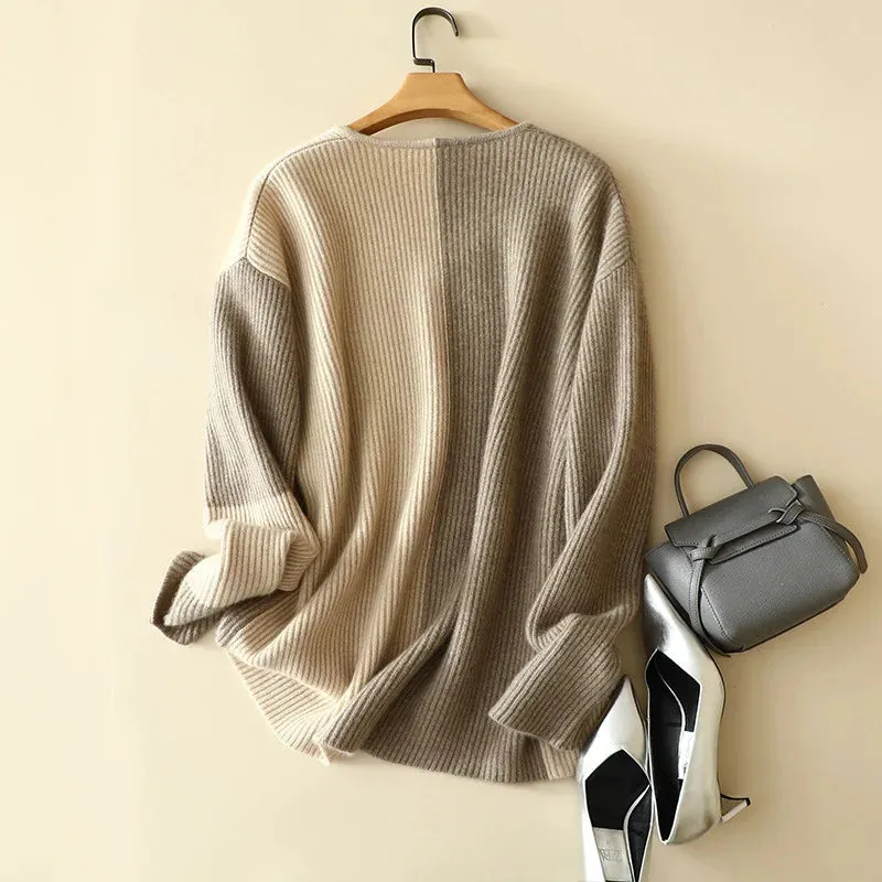 Patchwork Cashmere Sweater This Vneck beauty is the wrapped up in 100 luxurious cashmere winter