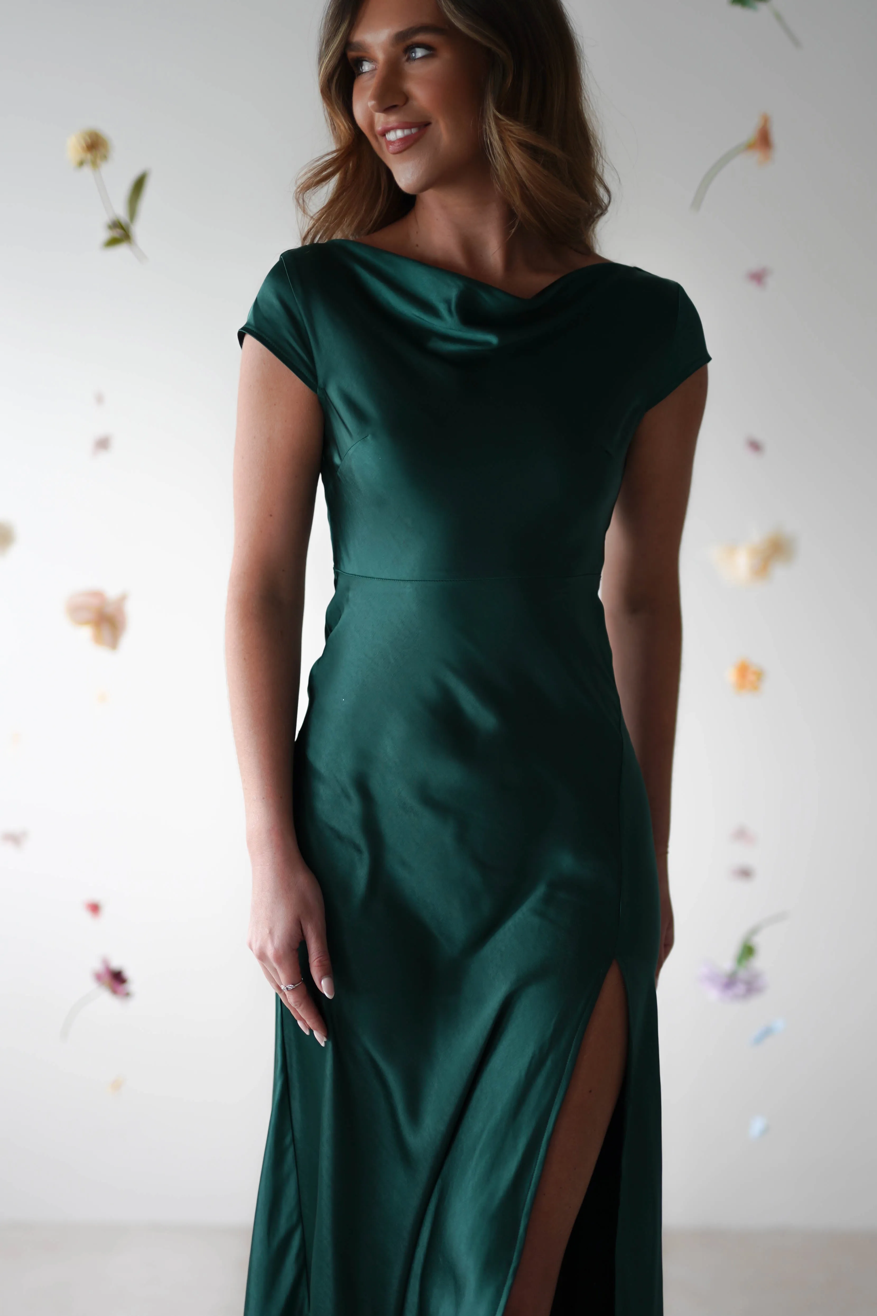 Ramona Soft Satin Maxi Dress | Emerald Green