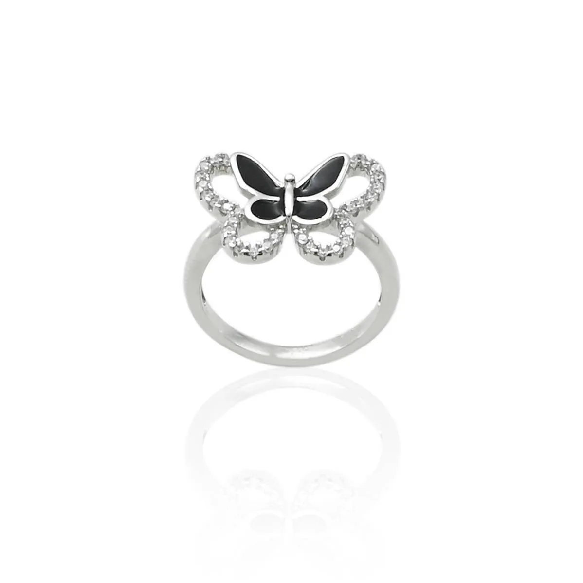 Silver Beautiful Butterfly Kisses Ring