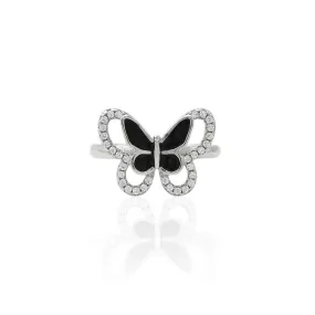 Silver Beautiful Butterfly Kisses Ring
