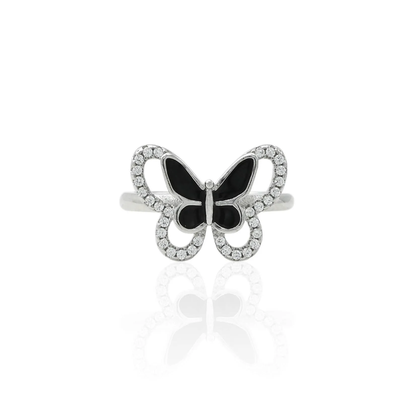 Silver Beautiful Butterfly Kisses Ring