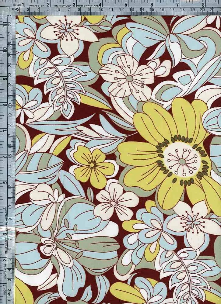 SUPER SOFT POLYESTER SPANDEX DBP / DTY BRUSHED RETRO OUTLINED FLORAL [NFF210428B-009]