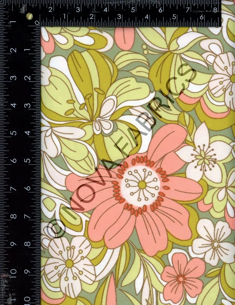 SUPER SOFT POLYESTER SPANDEX DBP / DTY BRUSHED RETRO OUTLINED FLORAL [NFF210428B-009]