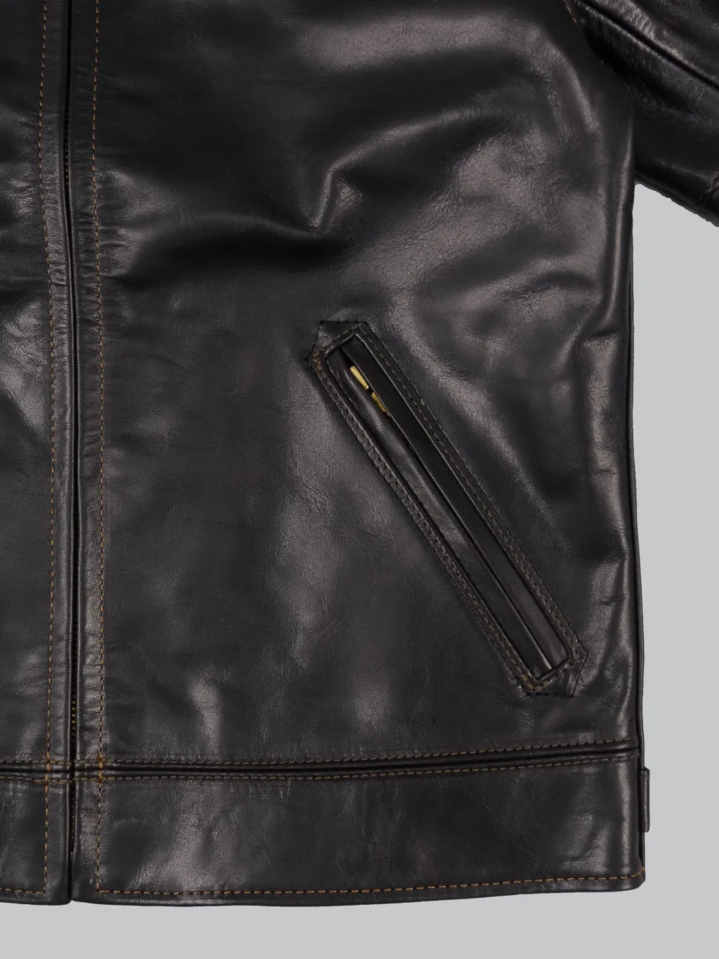 The Flat Head FN-LJ-HS001 Horsehide Single Rider's Jacket Black Aniline